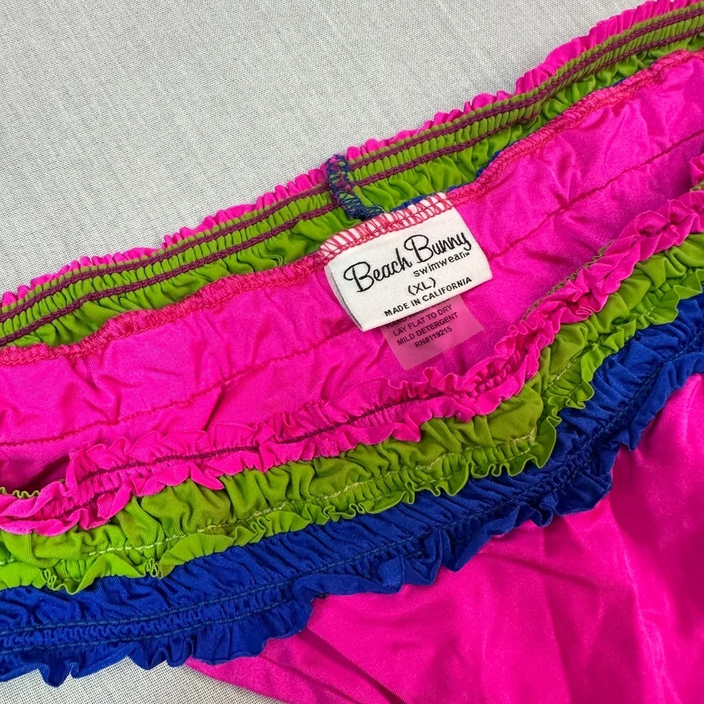 Beach Bunny Dream of Eve Pink Blue Green Ruffle Bikini - Picture 6 of 10